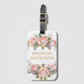 パーソナライズされたエレガント水カラーフローラガーリーシック ラゲッジタグ (正面縦)