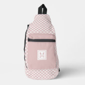 パーソナライズされたエレガント消色したピンクの格子模様 スリングバッグ (正面)