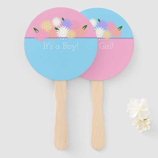 パーソナライズされたエレガント男の赤ちゃん女子の性別開示 ハンドファン (正面&裏面)