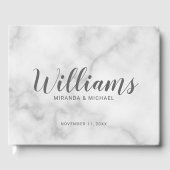 パーソナライズされたエレガント白結婚大理石 ゲストブック (正面)