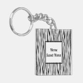 パーソナライズされたエレガント白黒抽象芸術ファインアート キーホルダー (正面左)