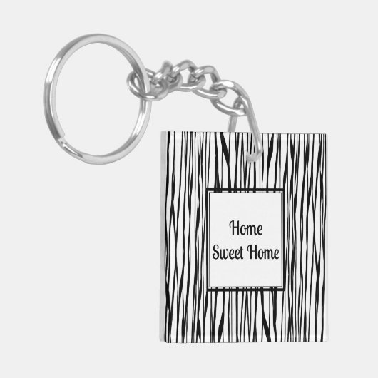 パーソナライズされたエレガント白黒抽象芸術ファインアート キーホルダー (正面左)