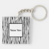 パーソナライズされたエレガント白黒抽象芸術ファインアート キーホルダー (裏面)
