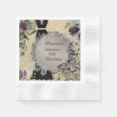 パーソナライズされたエレガント第50誕生日 縁ありカクテルナプキン (正面)