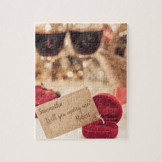 パーソナライズされたエレガント結婚してくれる? ジグソーパズル (縦)