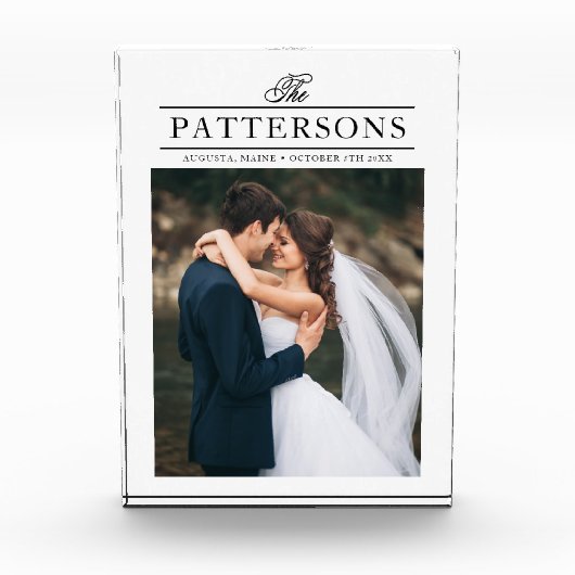パーソナライズされたエレガント結婚の写真ブロック フォトブロック (正面)
