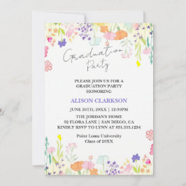 パーソナライズされたエレガント野花卒業パーティーI 招待状