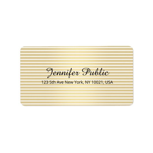 パーソナライズされたエレガント金ゴールドの手書きスクリプト ラベル (正面)