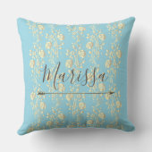 パーソナライズされたエレガント金ゴールドの花 クッション (裏面)