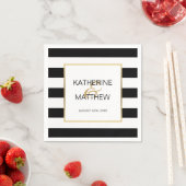 パーソナライズされたエレガント金ゴールド結婚フレーム紙 スタンダードカクテルナプキン (インサイチュ)