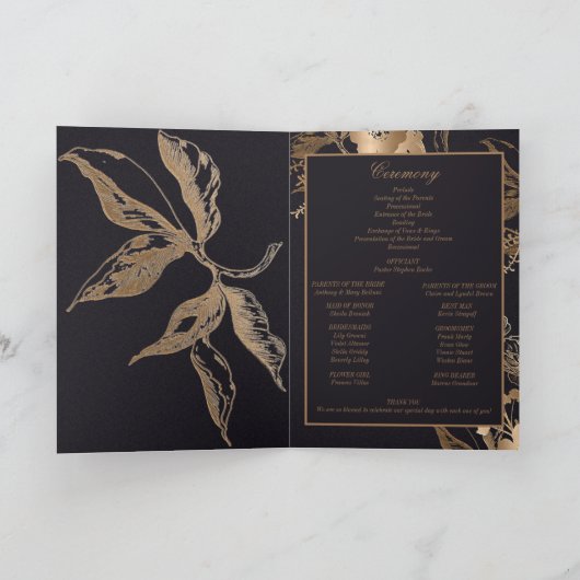 パーソナライズされたエレガント金ゴールド金結婚属フローラ プログラム (内部)