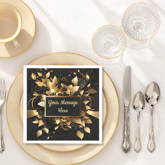 パーソナライズされたエレガント金ゴールド スタンダードカクテルナプキン