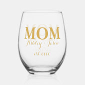 パーソナライズされたエレガント金ゴールド ステムなしワイングラス (正面)