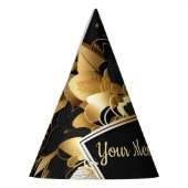 パーソナライズされたエレガント金ゴールド パーティーハット (左)