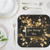 パーソナライズされたエレガント金ゴールド ペーパープレート