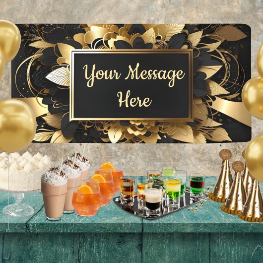 パーソナライズされたエレガント金ゴールド 横断幕