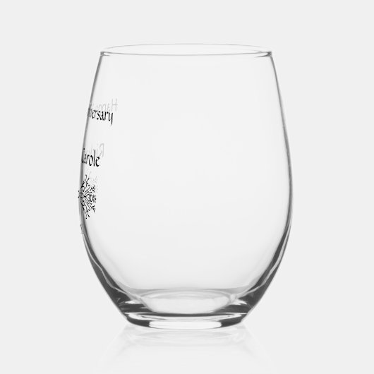 パーソナライズされたエレガント30周年記念結婚贈り物 ステムなしワイングラス (左)