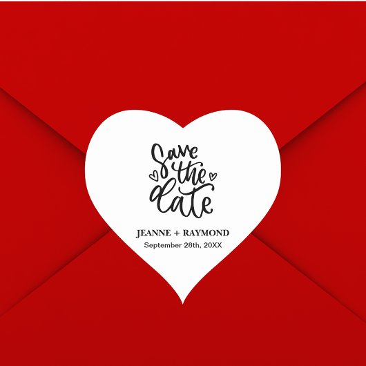 パーソナライズされたエレガントClean Wedding日付を保存 ハートシール