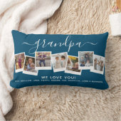 パーソナライズされたエレガントGrandpaフォトコラージブルー ランバークッション (ブランケット)