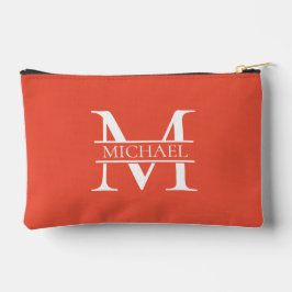 パーソナライズされたエレガントOrange Monogramと名前 アクセサリーポーチ