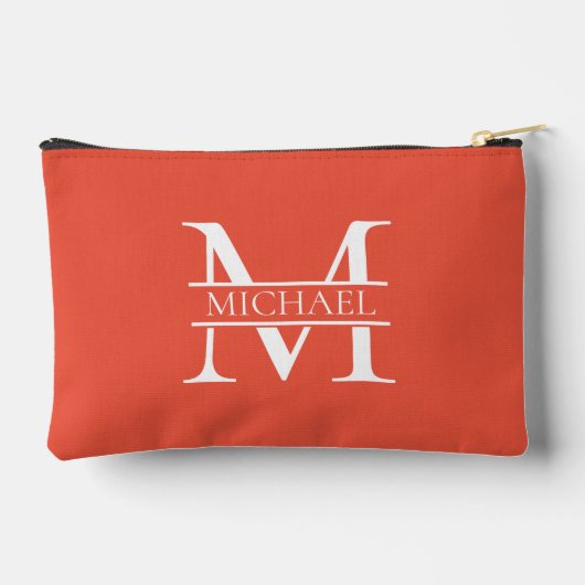 パーソナライズされたエレガントOrange Monogramと名前 アクセサリーポーチ (裏面)