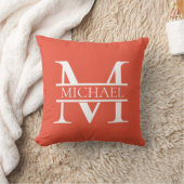 パーソナライズされたエレガントOrange Monogramと名前 クッション (ブランケット)