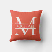 パーソナライズされたエレガントOrange Monogramと名前 クッション (裏面)