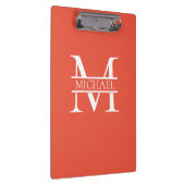 パーソナライズされたエレガントOrange Monogramと名前 クリップボード (右)
