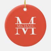 パーソナライズされたエレガントOrange Monogramと名前 セラミックオーナメント (裏面)