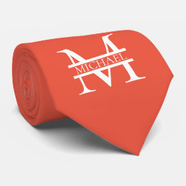 パーソナライズされたエレガントOrange Monogramと名前 ネクタイ