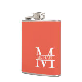 パーソナライズされたエレガントOrange Monogramと名前 フラスク (左)