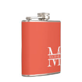 パーソナライズされたエレガントOrange Monogramと名前 フラスク (右)