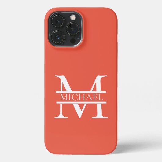 パーソナライズされたエレガントOrange Monogramと名前 iPhoneケース (裏面)