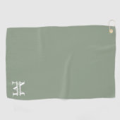 パーソナライズされたエレガントSage Green Monogram & Name ゴルフタオル (横)
