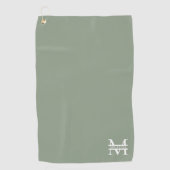 パーソナライズされたエレガントSage Green Monogram & Name ゴルフタオル (正面)