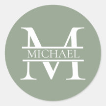 パーソナライズされたエレガントSage Green Monogram & Name
