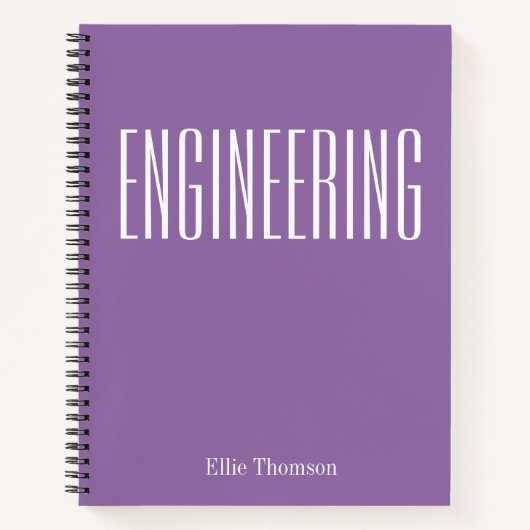 パーソナライズされたエンジニアリンググラフ紙パープル ノートブック (正面)