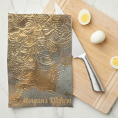 パーソナライズされたエンボス曼荼羅 | ボホエレガントギフト キッチンタオル (四つ折り)
