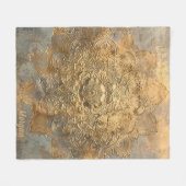 パーソナライズされたエンボス曼荼羅 | ボホエレガントギフト フリースブランケット (正面(横))