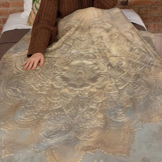 パーソナライズされたエンボス曼荼羅 | ボホエレガントギフト フリースブランケット