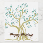 パーソナライズされたオリーブの木のワインラベル - カスタム ラスティック ワインラベル (シングルラベル)