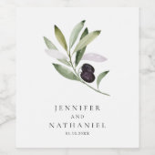 パーソナライズされたオリーブブ結婚ランチ ワインラベル (シングルラベル)