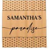 パーソナライズされたオレンジバスルームのシャワーカーテン シャワーカーテン (正面)