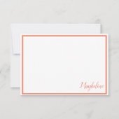 パーソナライズされたオレンジ色と白のノートカード 招待状 (正面)