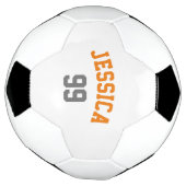 パーソナライズされたオレンジ色のグレー名番号最小値 サッカーボール (回転)