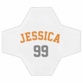 パーソナライズされたオレンジ色のグレー名番号最小値 サッカーボール (フラット)