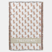 パーソナライズされたオレンジ色のゴールデンドゥードル スローブランケット (正面縦)