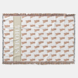 パーソナライズされたオレンジ色のゴールデンドゥードル スローブランケット