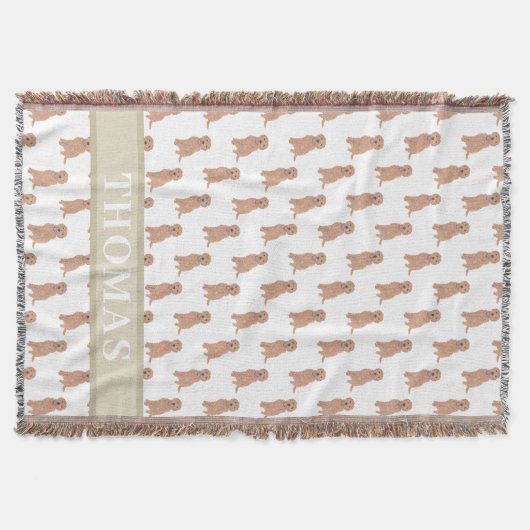 パーソナライズされたオレンジ色のゴールデンドゥードル スローブランケット (正面)