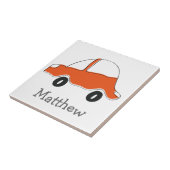 パーソナライズされたオレンジ色のドードル車の赤ちゃんシャワー、子供 タイル (側面)